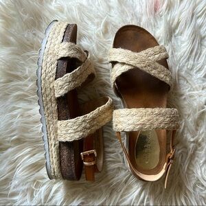 Altar’d State cream tan platform ankle strap sandals